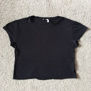 Ribbed Black Crop Top